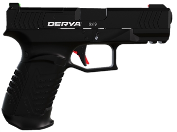 Picture of Derya DY9, Striker Fired, Semi-automatic, Polymer Frame Pistol, Full Size, 9MM, 3.86" Barrel, Melonite Finish, Black, Truglo Fiber Optic Front and Rear Sights, Optics Ready Slide, Glock Magazine Compatible, 15 Rounds, 1 Magazine, Includes (2) Optic Plates & (4) Back Straps DY9.US DY9US