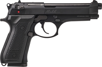 Picture of Derya Melik, Double Acton/Single Action, Semi-automatic, Metal Frame Pistol, Full Size, 9MM, 4.9", Anodized Finish, Black, Fixed Sights, Slide Mounted Decocker, Polymer Grips, 17 Rounds, 1 Magazine MELIK9.TR MELIK9TR