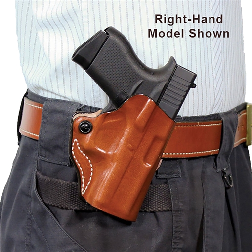 Picture of DeSantis Gunhide Mini Scabbard OWB Tan Leather Belt Slide Fits Springfield Prodigy w/wo Red Dot Fits 4.25" Barrel Left Hand 019TB7WZ0