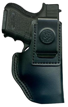 Picture of DeSantis Gunhide Insider OWB Black Leather Belt Clip Compatible w/Ruger LC9/Glock 42/43 Left Hand 031BBD9Z0