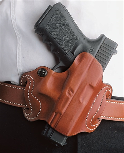 Picture of DeSantis Gunhide Mini Slide OWB Tan Leather Belt Slide Fits Glock 43/43x/48 Belt 1.75" Wide Right Hand 086TA8BZ0
