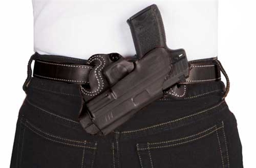 Picture of DESANTIS SMALL OF BACK HOLSTER RH OWB LEATHER SIG P220/226 BL 067BA80Z0
