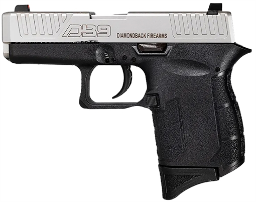 Picture of Diamondback Firearms DB9, Semi-automatic, Striker Fired, Sub-Compact, 9MM, 3" Stainless Steel Barrel, Nickel Boron Coated Barrel and Slide, Black Polymer Frame, 6 Rounds, 1 Magazine DB0200P021