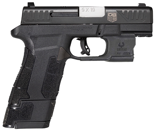 Picture of Diamondback DBAM29 Sub-Compact 9mm Luger 3.50" 12+1,17+1 Overall Black Finish with Serrated Nitride Stainless Steel Slide, Polymer Grip & Picatinny Rail Includes Viridian Laser & Holster DB0301P001