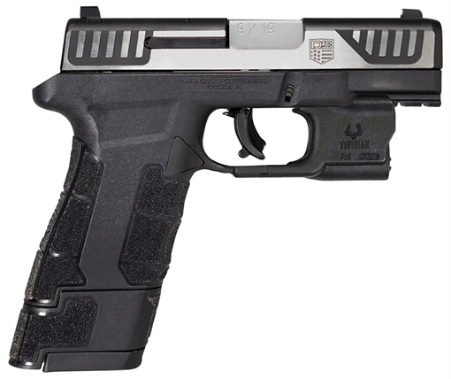 Picture of Diamondback AM2 w/Laser Sub-Compact Frame 9mm Luger 17+1, 3.50" Stainless Steel Barrel, Serrated Stainless Steel Slide, Black Polymer Frame w/Picatinny Rail & Polymer Grip, Viridian Laser DB0301P031