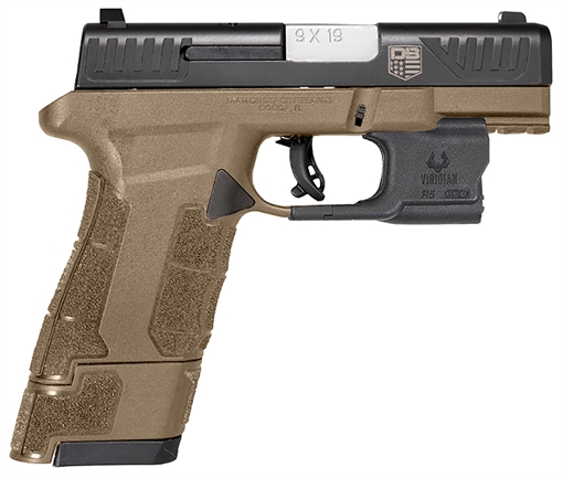 Picture of Diamondback DBAM29 Sub-Compact 9mm Luger 3.50" 17+1 Flat Dark Earth Black Nitride Stainless Steel Slide Black Polymer Grip with Viridian Laser & Holster DB0301P061