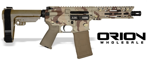 Picture of DIAMONDBACK DB15 5.56 CHOCOLATE CHIP 7" PISTOL 6" M-LOK RAIL W/SBA3 BRACE ORION EXCLUSIVE DB197AK621
