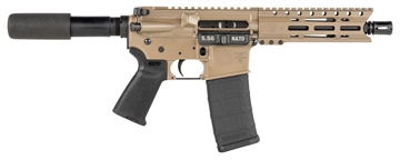 Picture of Diamondback DB15 AR Pistol Carbine Length 5.56x45mm NATO 30+1 7" Heavy Barrel w/A2 Flash Hider, 6" M-Lok Handguard, Flat Dark Earth Buffer Tube Foam Pad Stock, Magpul MOE Grip DB1912K061