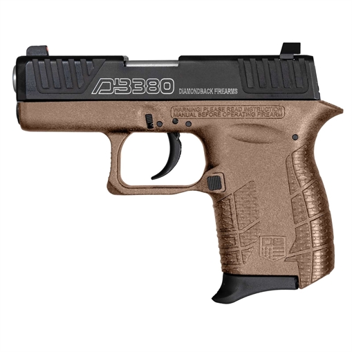 Picture of Diamondback DB380 Gen4 380 ACP 6+1 2" Stainless Steel Barrel, Black Oxide Serrated w/Laser Logo Stainless Steel Slide, Flat Dark Earth Polymer Frame w/Beavertail, FDE Polymer Grip DB0100E062