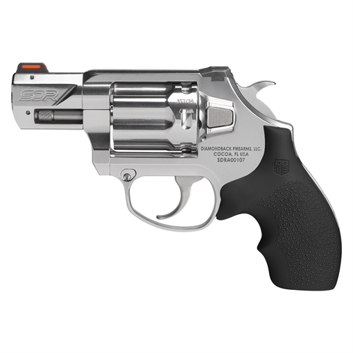 Picture of Diamondback Firearms SDR, Self Defense Revolver, Double Action/Single Action, 357 Magnum/38 Special, 2" Barrel, Steel, Polished Finish, Stainless Steel, Black Rubber Grip, Fiber Optic Sights, 6 Rounds DB0700S701