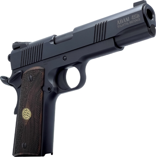 Picture of Dickinson LLC DCKSN9BS 1911 Adam 9mm Luger 8+1 4.37" Black Steel Barrel, Shiny Black Serrated Aluminum Slide & Steel Frame, Wood Grip DKSN9BS DKSN45BS