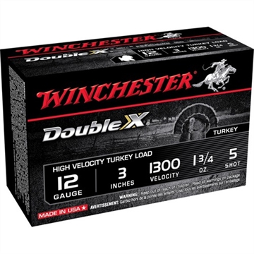 Picture of Winchester Ammunition Double X High Velocity, Turkey, 12 Gauge, 3", #5, 1.75oz, Shotshell, 10 Round Box STH1235
