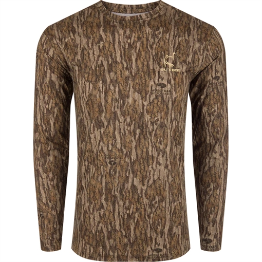 Picture of Drake Waterfowl Drake Ol' Tom Performance Crew Camo Print LS MO Bottomland Medium OT1505-006-2 659601353390