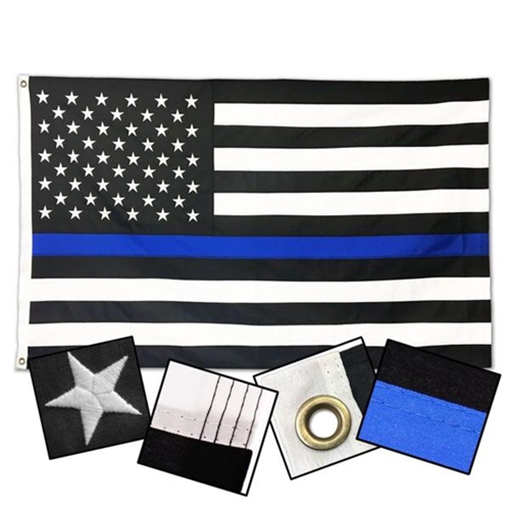 Picture of Thin Blue Line Durasleek Thin Blue Line American Flag, Sewn & Embroidered DB-AMERICAN-3X5