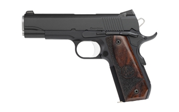 Picture of Dan Wesson Guardian, Semi-automatic, 1911, Commander Size, 38 Super, Bobbed Aluminum Frame, 4.25" Barrel, Matte Finish, Black, Wood Grips, Night Sights, 9 Rounds, 2 Magazines 01838