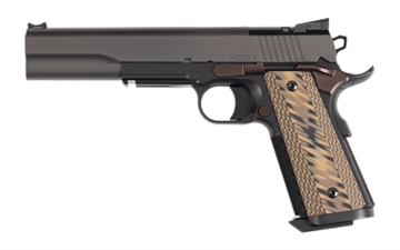 Picture of Dan Wesson Kodiak, Semi-automatic, 1911, Metal Frame Pistol, Full Size, 10MM, 6.03" Bull Barrel, Stainless Steel Frame, Duty Finish, Black/Gray/Bronze, G10 Grips, Ambidextrous Safety, Fiber Optic Sights, Optic Ready, 8 Rounds, 2 Magazine 1792 01792