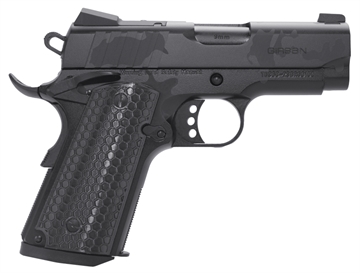 Picture of Girsan MC1911SC Influencer, 1911, Semi-Automatic, Metal Frame Pistol, Officer Size, 9MM, 3.4" Barrel, Optics Ready Slide, Steel, Camo Finish, Black, Composite Grips, 3-Dot Sights, Ambidextrous Safety, 7 Rounds, 1 Magazine 391150