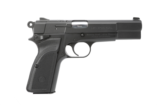 Picture of Girsan MCP35, Semi-automatic, Single Action Only, Full Size, 9MM, 4.87" Barrel, Steel Framed Pistol, Blued Finish, Synthetic Grips, Ambidextrous Safety, Dovetail Front/Rear Adjustable Sights, Optics Ready, 10 Rounds, 1 Magazine, California Compliant 390451