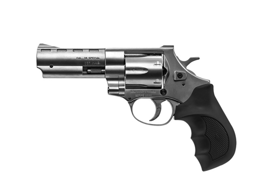 Picture of Weihrauch Guns Windicator Medium Frame 357 Mag 6 Shot, 4" Nickel Steel Barrel, Nickel Cylinder, Nickel Steel Frame, Black Finger Grooved Rubber Grip, Spurred Hammer 770128
