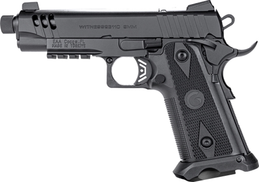 Picture of Girsan Witness 2311 C BX, Single Action, Semi-automatic, 9MM, 4.5" Threaded Barrel, Polymer Grip, RMSc Optic Cut, Ambidextrous Safety, Cerakote Finish, Black, 17 Rounds, 1 Magazine 395032