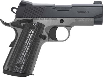 Picture of Girsan MC1911SC Untouchable, 1911, Semi-Automatic, Metal Frame Pistol, Officer Size, 45ACP, 3.4" Barrel, Steel, Two Tone Finish, Black and Silver, G10 Grips, 3-Dot Sights, Ambidextrous Safety, 6 Rounds, 1 Magazine 392052