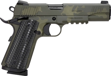Picture of Girsan MC1911S Untouchable, 1911, Semi-Automatic, Metal Frame Pistol, Full-Size, 45ACP, 5" Barrel, Steel, Camo Finish, Olive Drab Green, G10 Grips, 3-Dot Sights, Ambidextrous Safety, 8 Rounds, 1 Magazine 392074