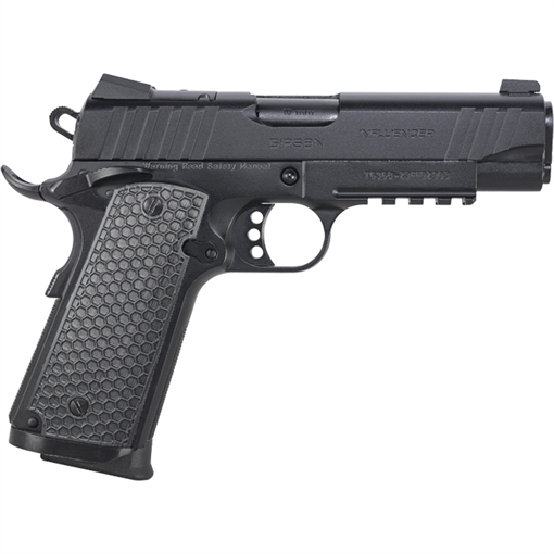 Picture of Girsan MC1911 C Influencer Compact 10mm Auto 9+1 4.40" Blued Steel Barrel, Black Cerakote Optic Ready/Serrated Steel Slide & Frame w/Picatinny Rail & Beavertail, Black Polymer Grip 391045