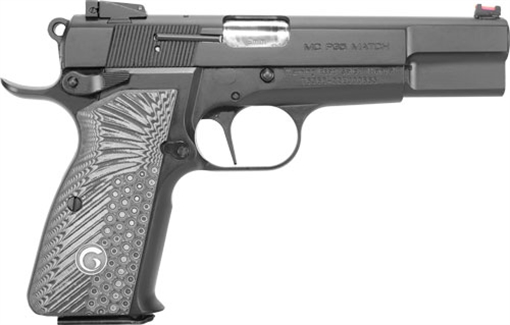 Picture of Girsan MCP35 Match, Semi-automatic, Single Action Only, Metal Frame Pistol, Full Size, 9MM, 4.87" Barrel, Steel Framed Pistol, Blued Finish, G10 Grips, Ambidextrous Safety, Fiber Optic Front Sight/Adjustable Rear, 15 Rounds, 1 Magazine 390465