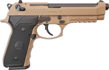 Picture of Girsan REGARD MC, Double Action/Single Action, Semi-automatic, Metal Frame Pistol, Full Size, 9MM, 4.9" Barrel, Alloy Frame, Matte Finish, Flat Dark Earth, Ambidextrous Safety/Decocker, Fixed Sights, 18 Rounds, 1 Magazine 390084