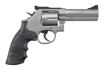 Picture of SAR USA SAR SR 357 Mag/38 Special 6 Shot 4" Stainless Steel Barrel & Cylinder, Stainless Steel Frame, Black Finger Grooved Grip, Drop Safety/Hammer Block Safety, Exposed Hammer SARSR38ST4
