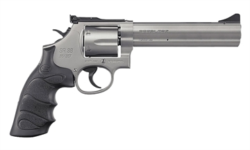 Picture of SAR USA SAR SR 38 Special/357 Mag 6 Shot, 6" Stainless Steel Barrel, Cylinder & Frame w/Black Finger Groove Grip, Drop Safety/Hammer Block Safety, Exposed Hammer SARSR38ST6