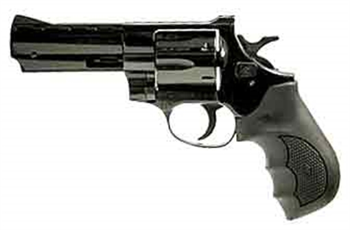 Picture of Weihrauch Guns Windicator 38 Special 6rd 4" Blued Steel Barrel & Cylinder, Compact Blued Steel Frame w/Exposed Hammer, Ramp Front/Fixed Rear Sights, Finger Grooved Black Rubber Grip 770123