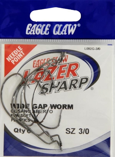 Picture of EAGLE CLAW LAZER X-WIDE GAP WORM HOOK L092GH-3/0