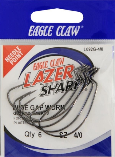 Picture of EAGLE CLAW LAZER X-WIDE GAP WORM HOOK L092GH-4/0