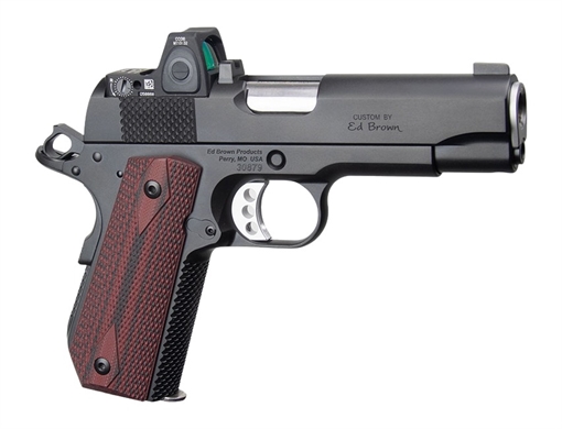 Picture of Ed Brown  Kobra Carry w/Optic 45 ACP 7+1 4.25" Stainless Barrel, Black Gen4 Stainless Steel Serrated w/Optic Slide & Frame, Trijicon RMRcc 3.25 MOA Sight, Right Hand KCG4RMRCC