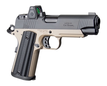 Picture of Ed Brown  Special Forces Commander SOCOM w/Optic 45 ACP 7+1 4.25" Black Nitride Barrel, Black Gen4 Stainless Steel Serrated w/Optic Slide, Flat Dark Earth Gen4 Stainless Steel Frame w/Accessory Rail, SFCSOCOM