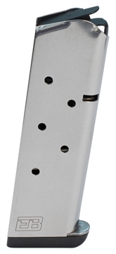 Picture of Ed Brown Magazine, 45ACP, 7 Rounds, Fits 1911, Includes 1 Thick and 1 Thin Base Pad, Stainless, Silver 847