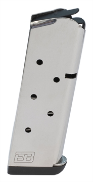 Picture of Ed Brown Magazine, 45ACP, 7 Rounds, Fits 1911 Officer's Model, Includes 1 Thick and 1 Thin Base Pad, Stainless, Silver 847-OF 847OF