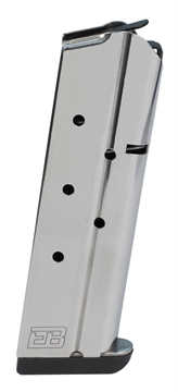 Picture of Ed Brown Magazine, 10MM, 8 Rounds, Fits 1911, Includes 1 Thick and 1 Thin Base Pad, Stainless, Silver 849-10 84910