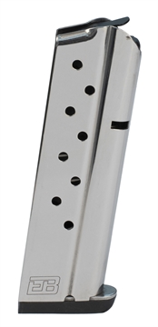Picture of Ed Brown Magazine, 38 Super, 9 Rounds, Fits 1911, Includes 1 Thick and 1 Thin Base Pad, Stainless, Silver 849-38 84938