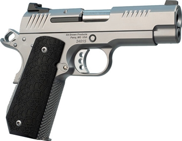 Picture of Ed Brown 1911 EVO KC9 9mm Luger 9+1 4" Barrel, Snakeskin Serrated Stainless Steel Bobtail Frame, Serrated Slide w/Recessed Slide Stop, Black G10 Grip EVOKC9