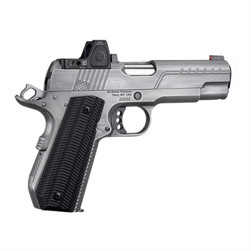 Picture of Ed Brown FX2 45 ACP 7+1 4.25" Recessed Crown Barrel, Stainless Steel Engraved American Flag/Serrated Slide, Stainless Steel Frame, Trijicon RMRcc 3.25 MOA Sight FX2SS