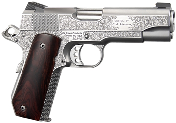 Picture of Ed Brown Kobra Carry Signature Edition 45 ACP 7+1 4.25" Stainless Recessed Crown Barrel, Engraved Serrated Stainless Steel Slide & Frame w/Beavertail, Cocobolo Grip KCSSSIG