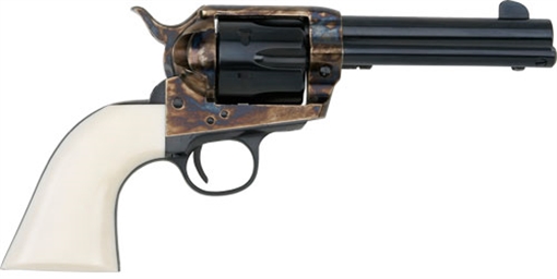 Picture of EMF DELUXE CALIFORNIAN SA HGR 45 LC 4 3/4" CASE HARDENED/BLUE FINISH ULTRA IVORY GRIP HF45CH434NMUI