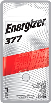 Picture of Energizer 377 Battery Silver 1.55 Volts, 24 mAh Qty (72) Singe Pack 377BPZ