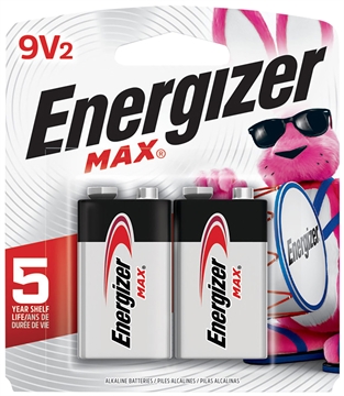 Picture of Energizer MAX 9V Battery Alkaline 9.0 Volts, Qty (24) 2 PK 522BP2