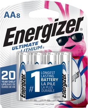 Picture of Energizer AA Ultimate Lithium Silver 1.5V Lithium, Qty (8) Single Pack L91SBP8H3