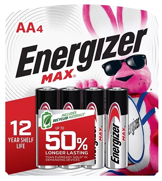 Picture of Energizer E91BP4 AA Max Silver 1.5V Alkaline, Qty (4) Single Pack E91BP4 110214