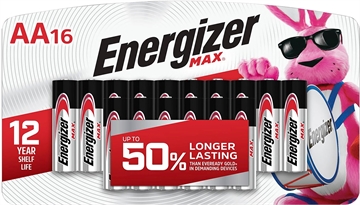 Picture of Energizer AA Max Silver 1.5V Alkaline, Qty (16) Single Pack E91LP16