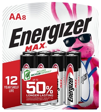 Picture of Energizer AA Max Silver 1.5V Alkaline, Qty (8) Single Pack E91MP8